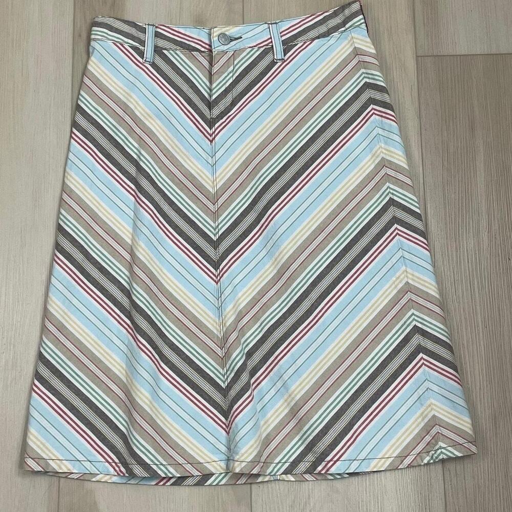 Vintage Union Bay Y2K Chevron Striped A-Line Skirt Size 3 100% Cotton
